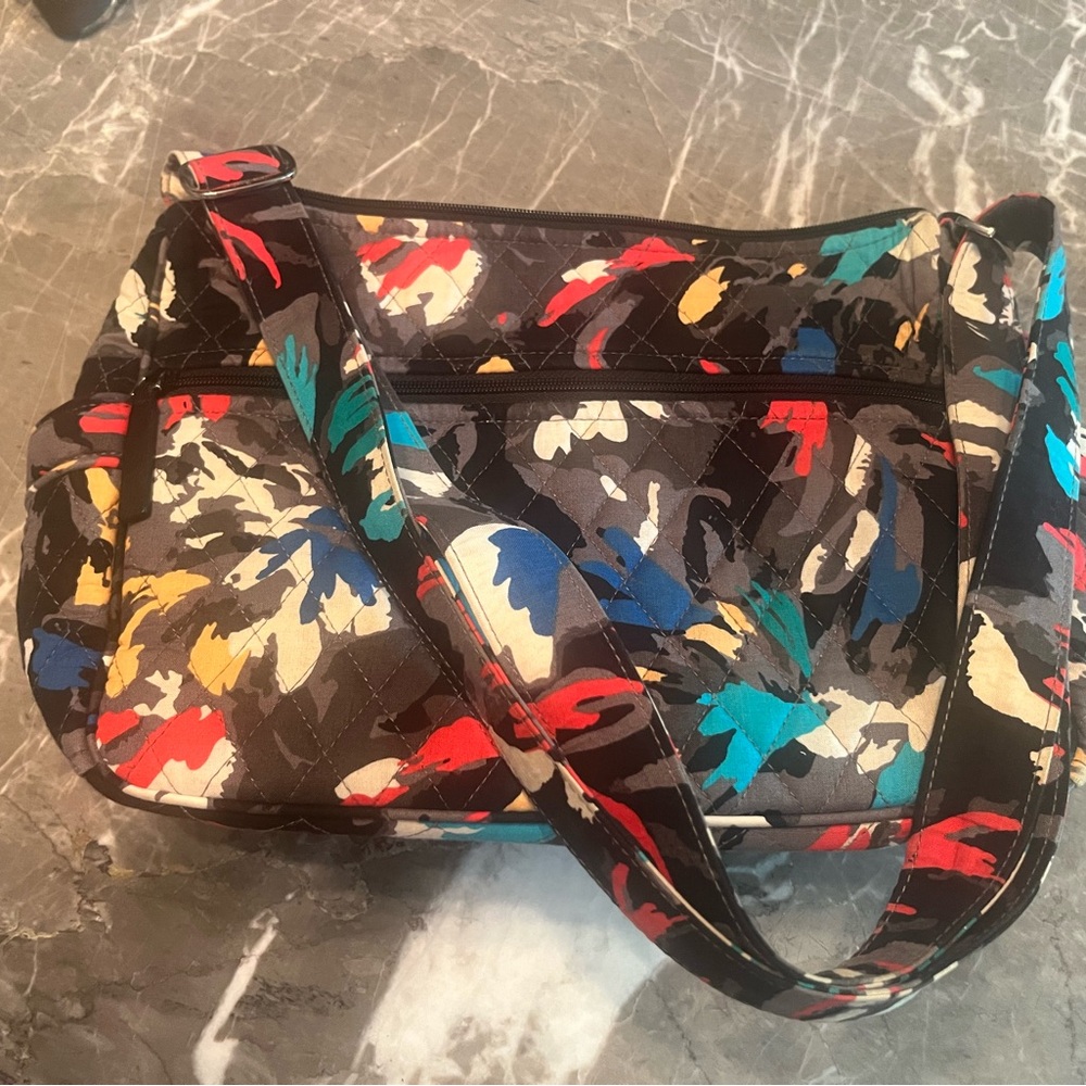 Vera Bradley Black and Red Floral Shoulder Bag